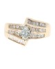 3 Row Mixed Diamond Bypass Ring in Yellow Gold